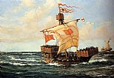 Montague Dawson Canvas Paintings - Legion Boat -- The First Queen